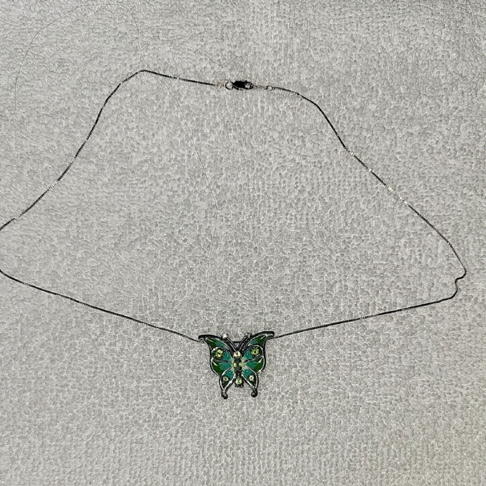 Green Butterfly Pendant Necklace